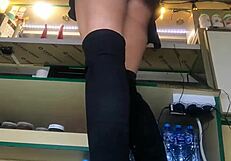 Nataly’s first ever thong flash at her new job