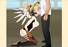 Mercy gets a deepthroat in Overwatch porn video