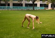 Public self-pleasure of a young woman in the streets