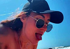Super POV Blowjob from Teen Beauty at Beach