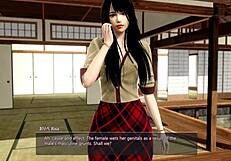 Beautiful Japanese cartoon character in 3D game with perfect body