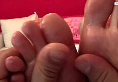 Big cock European girlfriend loves footjobs and cumshots