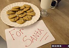 Cheating wives get a Christmas threesome with a stud