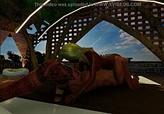 Public pickup fun with blonde bombshell Dotje in 3dxchat's outdoor adventure