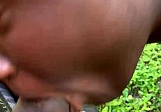 Big black cock fucking and sucking in public
