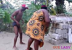 Big black cock cums in bbw pussy outdoor hardcore sex