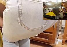 Hot milf gives in to the temptation of groping for money