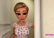 3D animated MILF and shemale step-moms seduce stepsis for a family fuckfest