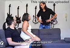 Step cousin catches cheating girlfriend in the act and decides to join in