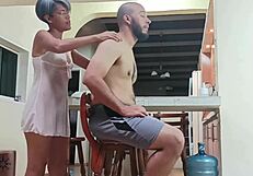 European housewife gets it dirty with stepson in kitchen
