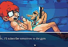 After gym, my muscular hentai girl can’t resist sucking me off every time.