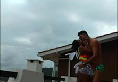 Hot amateur couple enjoys hardcore sex on a balcony