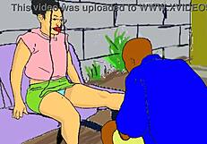 African nail care technician with a foot fetish in animated porn