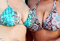 jelena jensen and sensual jane suck nipples at pool party