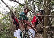 Gay lovers have wild anal sex in the woods