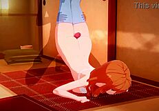 Beautiful anime babe Orihime Inoue in hot sex scene with big melons