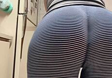 Fat mom’s kitchen wedgie homemade video
