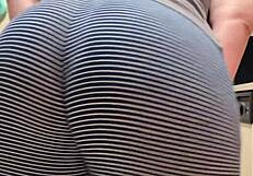 Fat mom’s kitchen wedgie homemade video