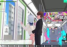 Squirt game in the elevator of a hentai train