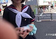 Beautiful Japanese teen with natural breasts poses shyly