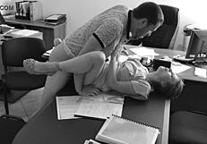 Boss Slams Petite Secretary Hard on Office Table, Captures Every Moment on Hidden Camera