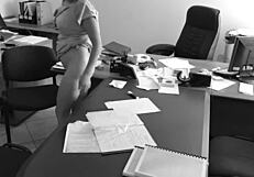 Boss Slams Petite Secretary Hard on Office Table, Captures Every Moment on Hidden Camera