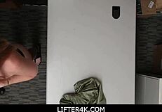 Officer face fucks teen thief in office sex scene