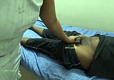 An Indian married woman gives a sensual massage to a random man at a massage parlor
