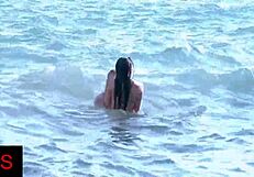 Beautiful girl enjoys great sex at the sea