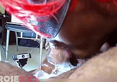A very sloppy head monster giving a deepthroat blowjob to a lucky man