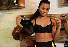 Arab bombshell Fatima Kojima in solo striptease for Playboy
