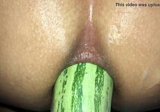 Abobrinha’s extreme anal adventure with a dildo