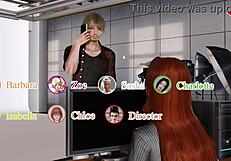 Beautiful women with perfect shapes have fun with a big dick in a video game-like environment