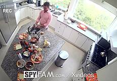 Big cock stepbrother's hardcore Thanksgiving scene with small tits stepsis