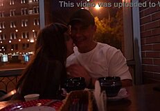 A man gets a deep throat job at a cafe and then gets to experience more at his home