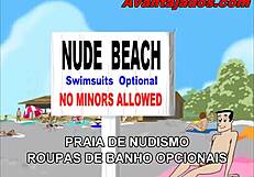 Hot gay scene from a Brazilian animated porn movie set on the beach