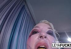 Leya Falcon's solo bathing scene with a sensual shower head tease