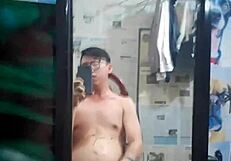 Vietnamese hunk gets a solo gay massage with a happy ending