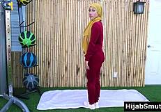 An Arab woman in hijab has an affair with her fitness trainer