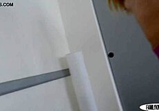A shaved amateur teen gives a good blow job to a black cock