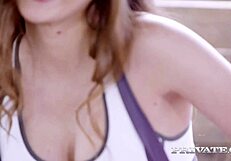 Stacy Cruz's smooth and hairy-free body while giving a blowjob