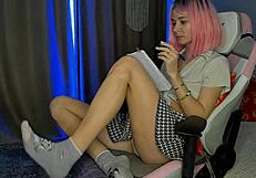 Petite girl next door gets naughty with her pussy