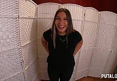 Hot brunette gets nailed in both holes by friend