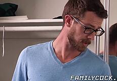 Young and straight twink gets some bareback cock in his ass from his gay stepfather