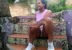 Outdoor homemade video of me sucking my stepsister’s candy and giving her a titjob