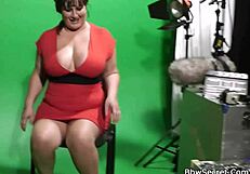 Married woman catches her husband with his hands off a busty, curvaceous woman wearing pantyhose