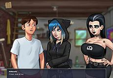 Summer-themed anime and cartoon porn game with ecchi elements