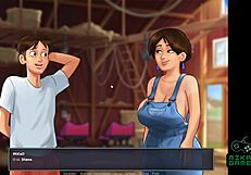 Hot housewife in cowgirl costume in Summertime Saga game