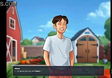 Hot housewife in cowgirl costume in Summertime Saga game