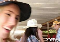 Besties play with a hard cock of a horny boy